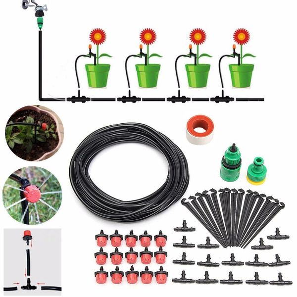 

diy micro-flow drip watering irrigation kits system self plant garden hose watering kits 10 metre hose
