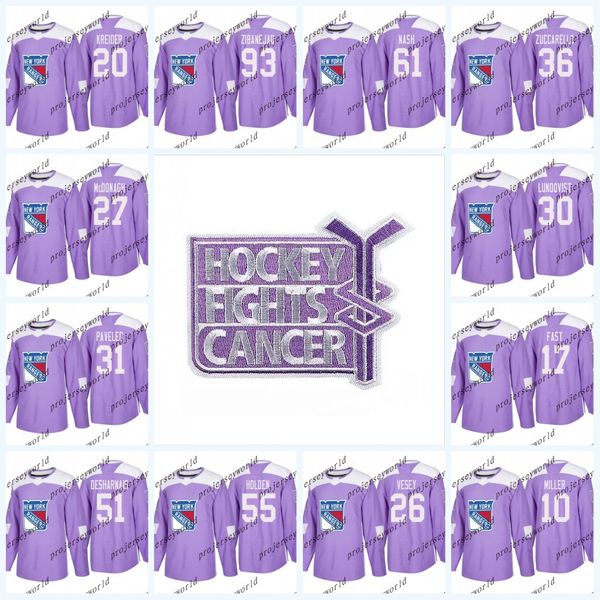 

61 Rick Nash Purple Fights Cancer Practice New York Rangers Jerseys 27 Ryan McDonagh 30 Henrik Lundqvist 22 kevin shattenkirk Hockey Jerseys
