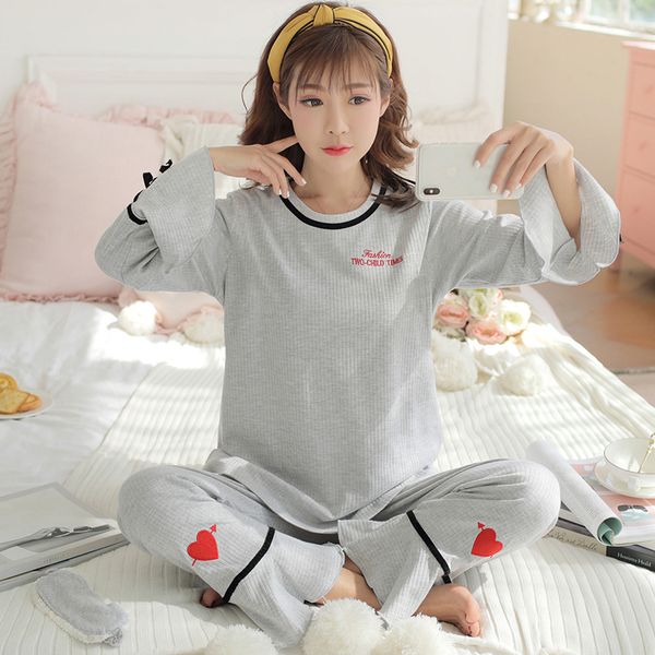 

send goggles young girl pajamas suits autumn printing casual pyjamas sweet cute women's clothing long-sleeved sleepwear homewear, Blue;gray