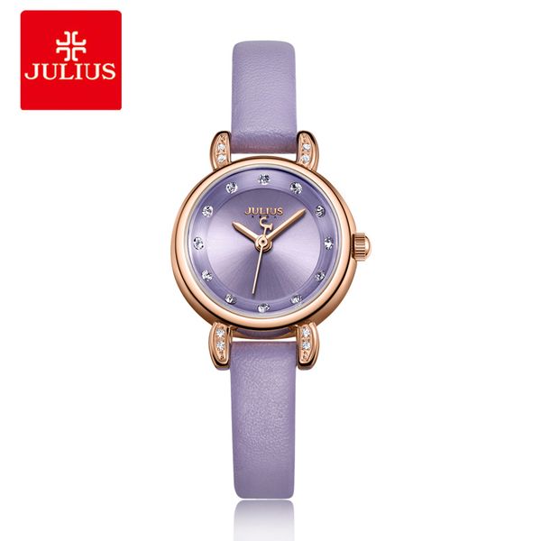 

julius новый небольшой мини женские часы ретро дамы платье кожаный ремешок браслет часы женские кварцевые наручные часы часы, Slivery;brown