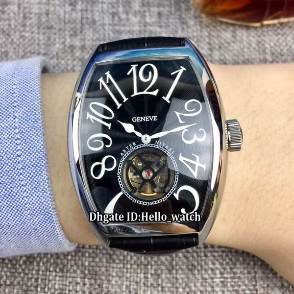 

цветные мечты aeter nitasi черный циферблат турбийон автоматические мужские часы серебряный стальной корпус кожаный ремешок дешевые новые вы, Slivery;brown