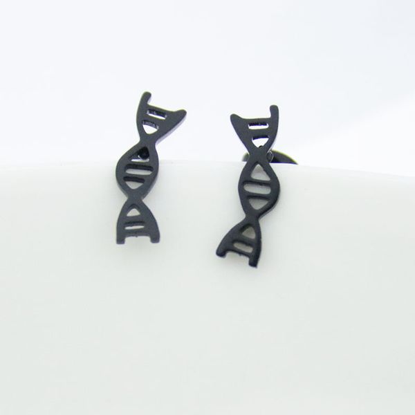

everfast 10pairs/lot dna box biology molecule earring gold rose gold black stainless steel studs for scientist fashion jewelry gift t131, Golden;silver
