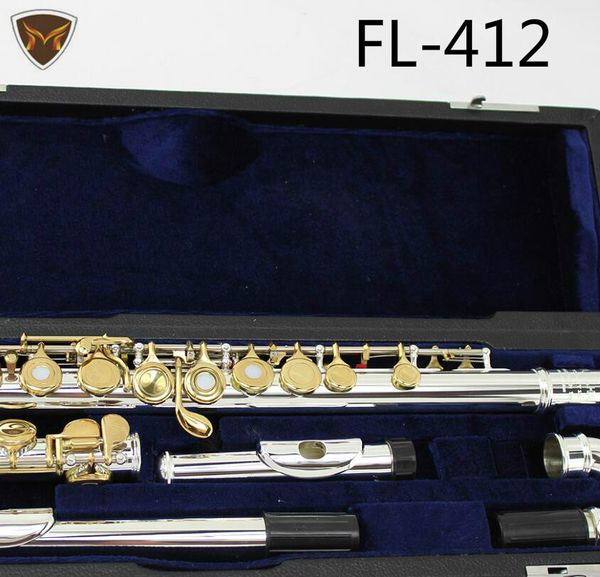 

margewate flute fl-412 curved heads flutes silver plated gold lacquer key 16/17 holes open closed c key brand flute with case