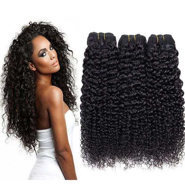 

9a brazilian kinky curly human hair bundles unprocessed peruvian jerry curly human hair extensions malaysian indian curly virgin hair weaves, Black