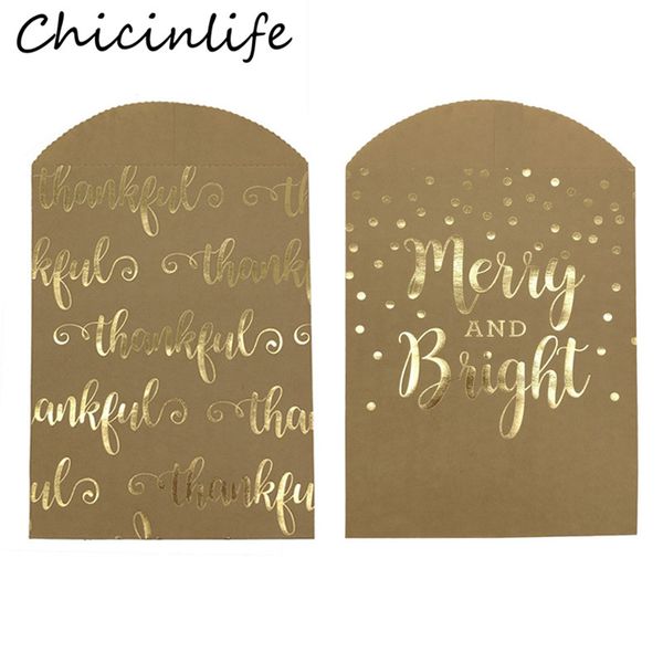 

chicinlife 10pcs thankful merry kraft paper bag birthday party candy cookie gift bag packaging kids favors decoration supplies