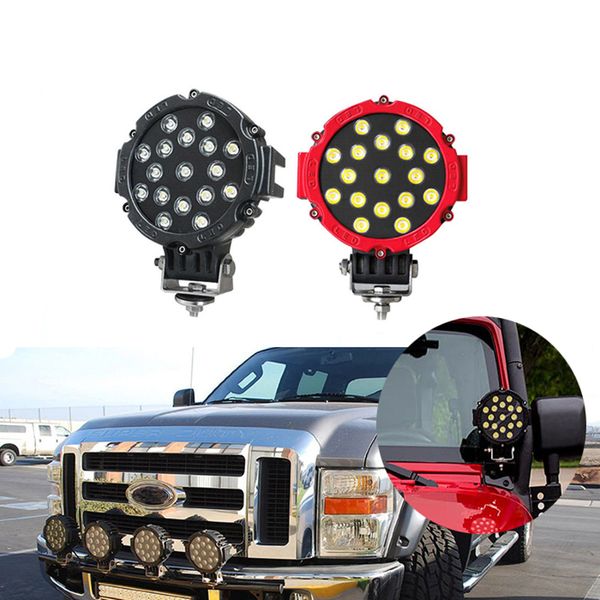 

12pcs 7inch 51w car led work light bar 12v round high-power spot for 4x4 offroad truck tractor atv suv jeep driving fog lights