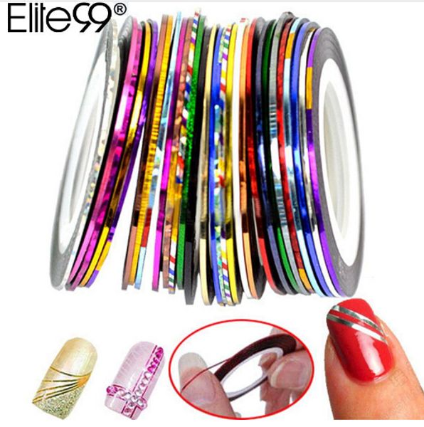

elite99 striping tape line nail art tips decoration sticker 10pcs mixed colors nail rolls striping tape line diy for nail, Black