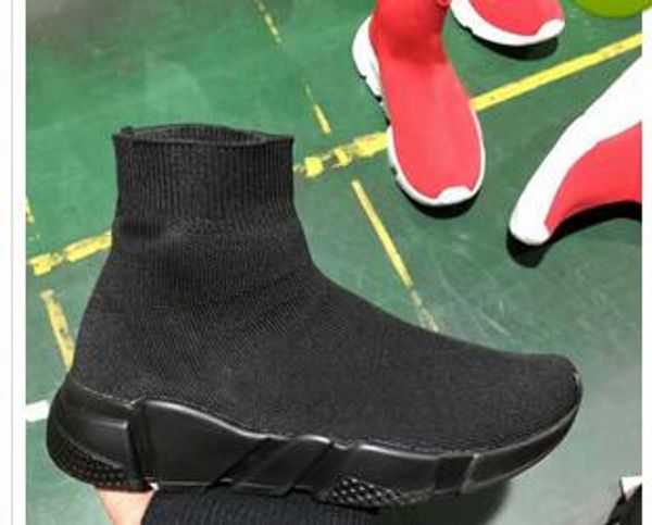 

good quality red black speed trainer casual shoe man woman sock boots with box stretch-knit casual boots race runner sneaker high