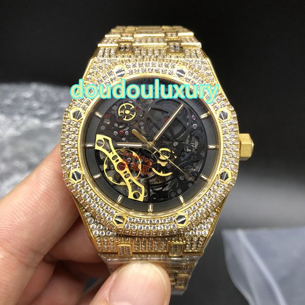 

golden diamond men's watch boutique popular watch selling global fashion automatic mechanical watch, Slivery;brown