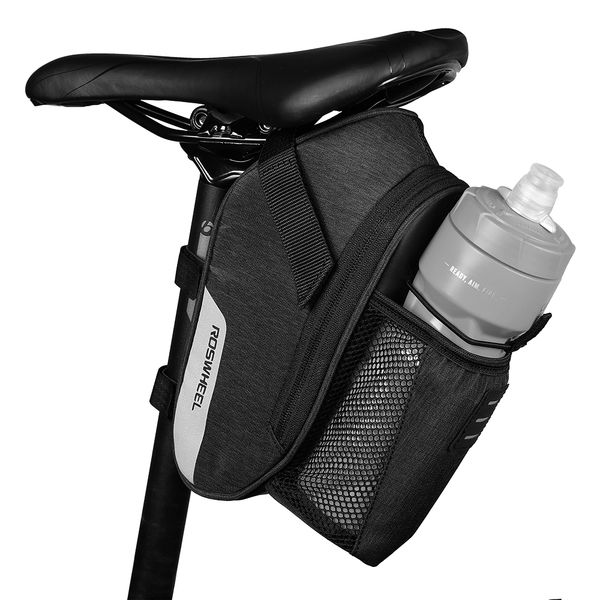 

roswheel bike saddle bag cycling strap-on saddle bag mtb road bike seat pack water repellent storage pouch