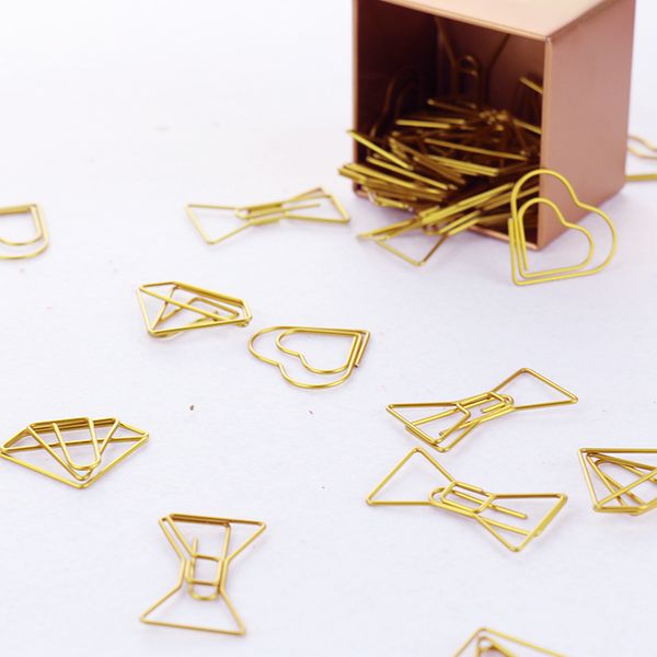 

tutu 30pcs/lot paperclip book mark bow clip accessories bookmark bookend clip metal paper gold paperclip h0030