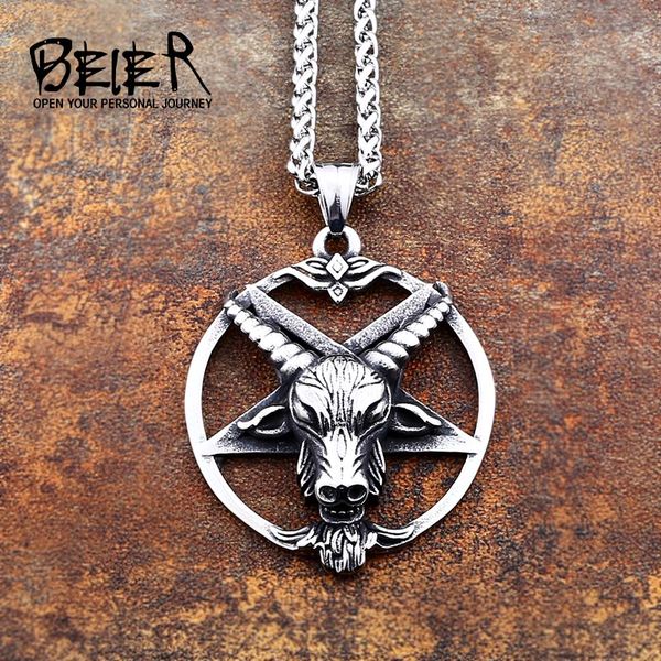 

beier 316l stainless steel norse vikings pendant nrose c eltic odin raven sheep head original animal jewelry lp342, Silver