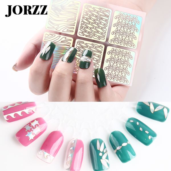 

24 sheet mix designs nail art stickers square hollow french style template irregular grid stencil creative nail art, Black