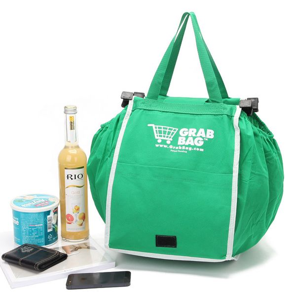 

eco friendly big capacity clip to cart shopping tote bags folding pack portable reusable supper market large shop carry handbag