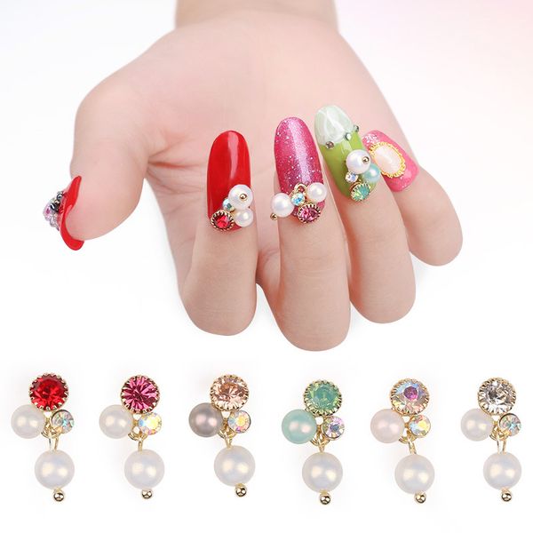 

3pcs alloy diy nail art pear tassle pendant beads nail decorations sticker, Silver;gold