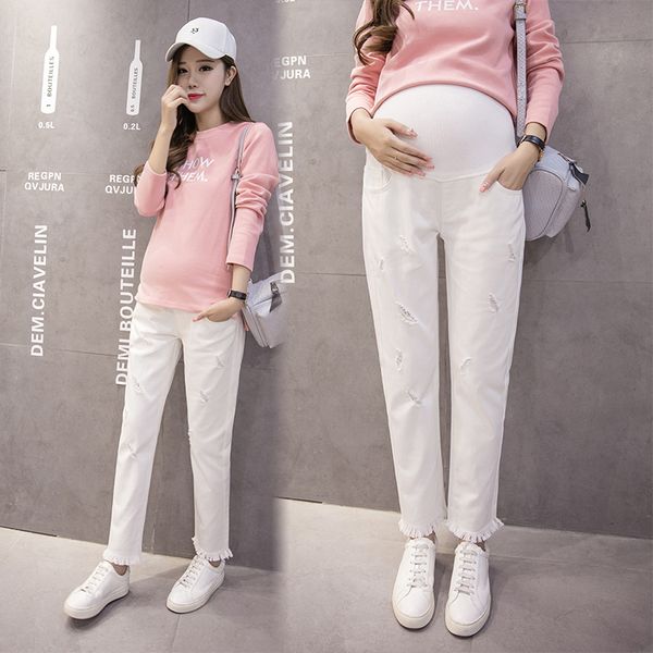 

plus sizes maternity jeans pants for pregnant women clothe for summer 2016 overalls maternity panties pregnancy clothing, White