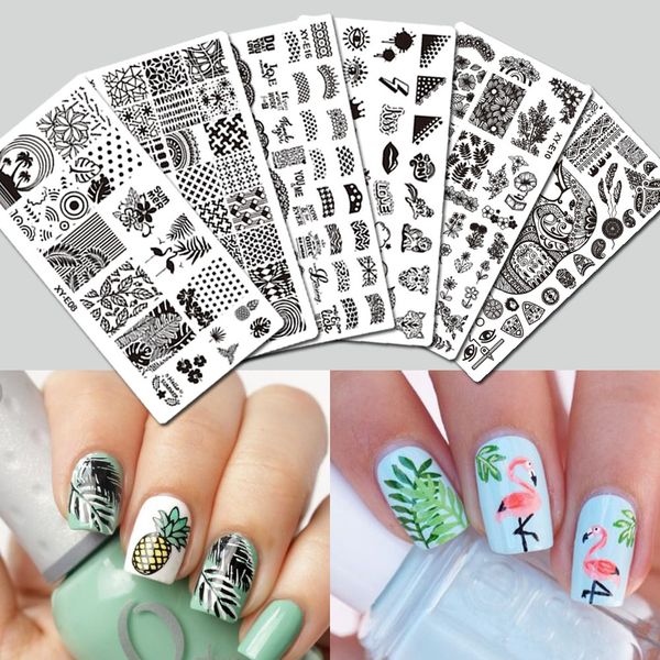 

1pc flamingo/fruit nail stamping plates fashion nail art stamp stamping template image plate stencil nails tools laxye01-16, White