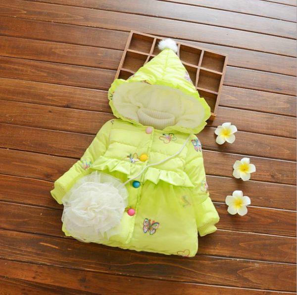 

winter girls comfortable hooded jacket costume butterfly pattern cute baby cotton clothes, Blue;gray