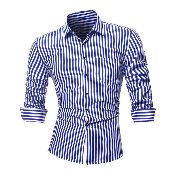 

2018 summer new social male long-sleeved striped shirt self-cultivation business casual fashion temperament british style street, White;black