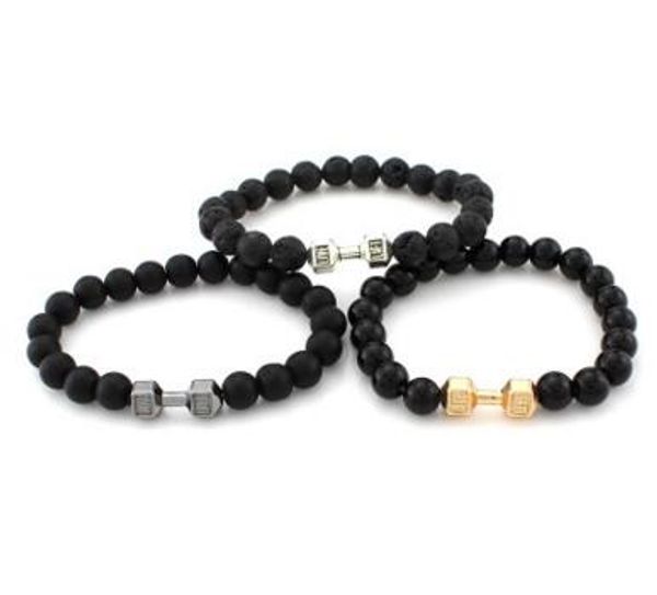 

черный лава бусины серебро золото dumbell браслеты натуральный камень будда браслет манжеты для женщин йога ювелирные изделия, Black