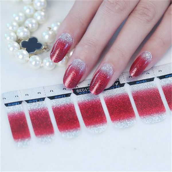 

14 designs colorful flash powder design water transfer sticker gradient nail art decals diy fashion wraps tips manicure tools, Black