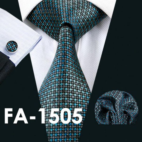 

men`s tie novelty silk jacquard woven necktie handkerchief cufflink set for men`s business wedding party new arrival, Black;blue