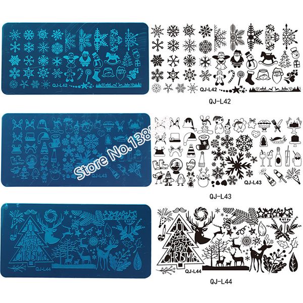 

nail art stamping plates festival series halloween ghost skull christmas santa claus gift tree manicure stamp stencil diy nails, White