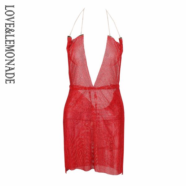 

love&lemonade red rhinestone metal open back party dress lm0901, White;black
