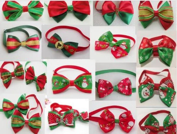 Hundekleidung 50 PCs/Los Big Sale High Fashion Handgefertigte Weihnachtshundfliege Hundefest Haustier Accessoires Großhandel Mix Style C01