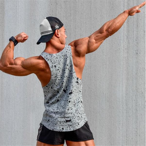 

Cotton New Summer Tank Tops Sleeveless Vest Top Undershirt Casual Fitness Mens Casual Print Bodybuilding Red Gray Black