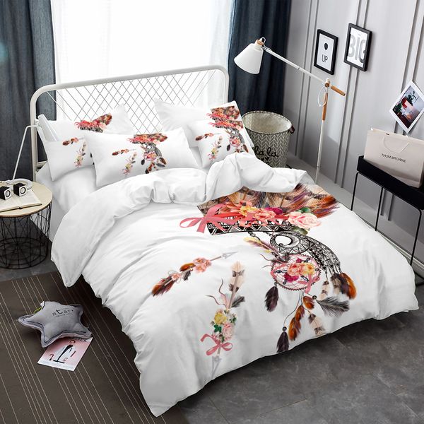 

luxury home textile owl feather bedding set leaves duvet cover set pillowcases twin full  king comforter cover deer