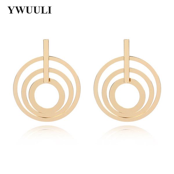 

european exaggerated multi big round circle dangle earrings for women statement geometric earrings ladies fashion jewelry ry351, Silver
