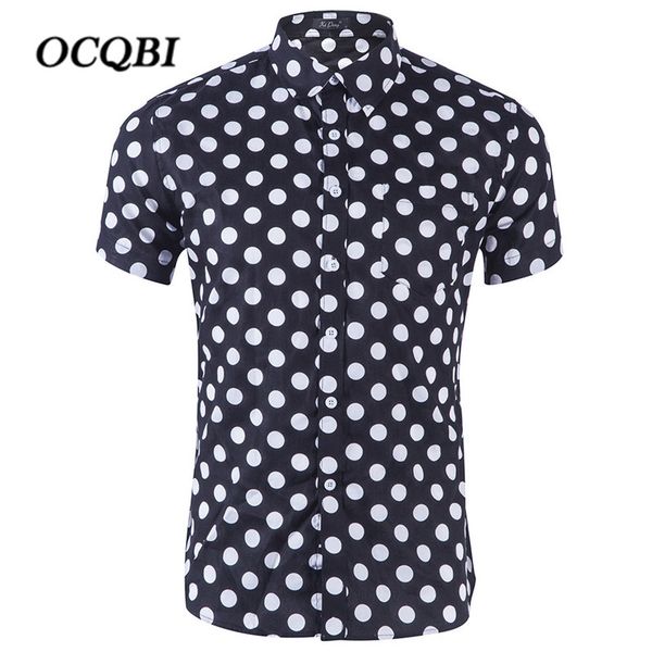 

plus size hawaii dot casual beach shirts 2018 summer men clothes fashion camisas para hombre, White;black