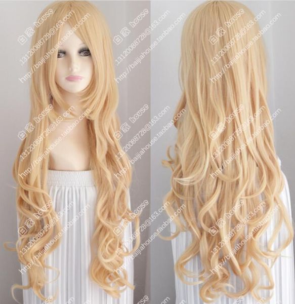 

golden blonde big wavy curly hair european and american fashion girl wigs, Black