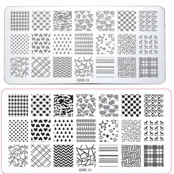 

1pc 6*12cm nail art stamping plates horse heart & diamond design diy romantic love stamp template image plate stencil qxe13#, White