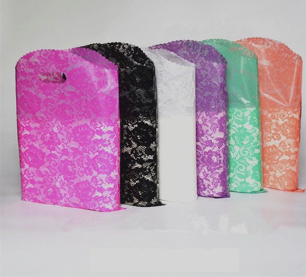

100pcs 25*35cm Lace Large Plastic Bag Clothing Shopping Pouches Bags Promotion jewelry Gift bag