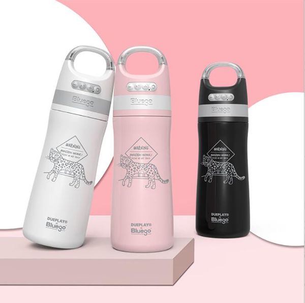 

smart music cup bluetooth water bottle waterproof sound light kettle sports vacuum insulated flask 450ml