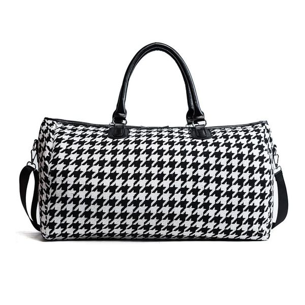 

Женщины Дорожная Сумка Мода Старинные Путешествия Сумки Houndstooth Англии Пледы Тота