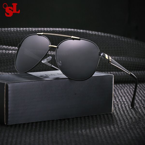 

retro men sunglasses alloy frame polarized sunglasses pilot uv400 male classic brand designer glasses, White;black