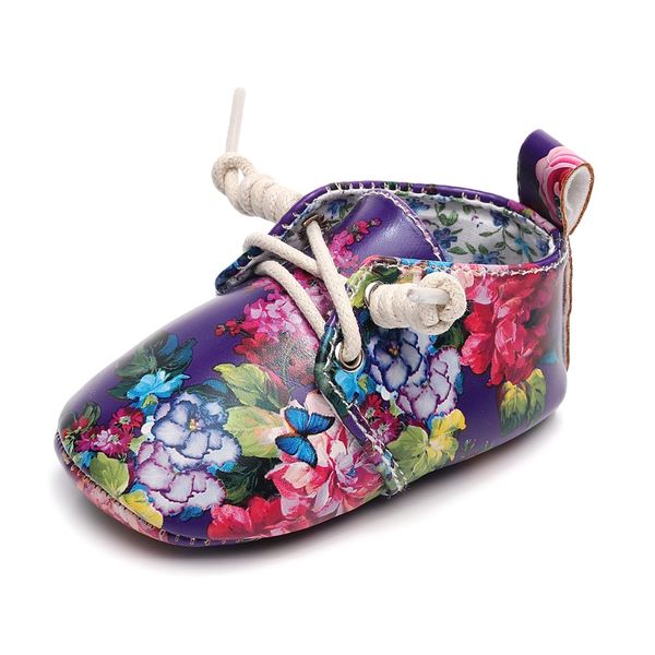 

fashion 0-12m sweetborn baby girls boys flower printing shoes toddler rubber hard bottom kids crib first walkers shoes