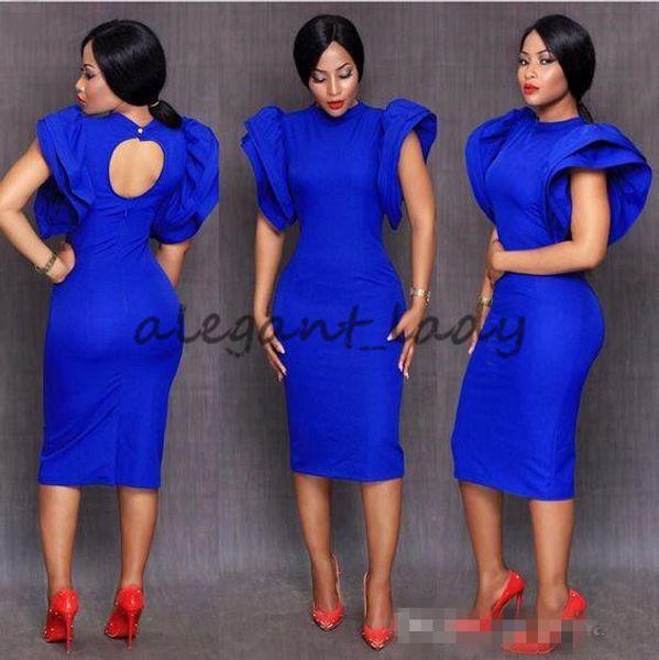 

royal blue cocktail dresses 2018 new robe de bal courte cap sleeve aso ebi style short high neck unique design short prom gowns, Black
