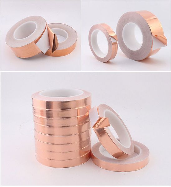 

20 /30 meters single side conductive copper foil tape strip adhesive emi shielding heat resist tape