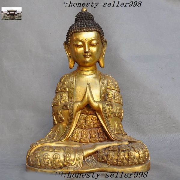 Old Tibet buddhism Fane bronze gilt Sakyamuni Shakyamuni Amitabha Buddha statue
