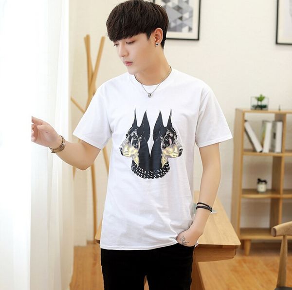 

Summer Fashion Mens T-shirts Men Short Sleeve Casual Tshirt Tee Tops Mens A Two-headed Dog Tshirt Mens Clothing