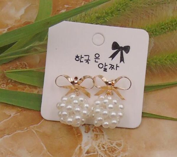 new hot Stile semplice e semplice, insieme a fiocchi fatti a mano, orecchini di perle, orecchini di gioielli, versioni giapponesi e coreane, classici ed ex