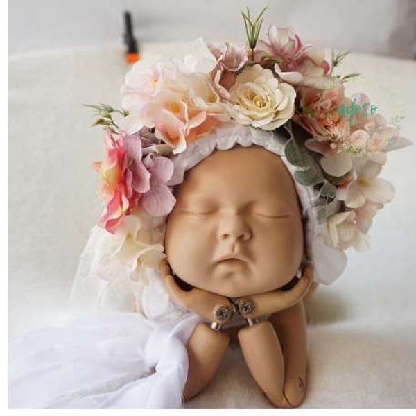 Цветочный капот Sitter Flower Shoot Floral Garden Bonnet Newborn Photography Ring Baby Photo Sprits Newborn Photo Hat Bebe Headdress