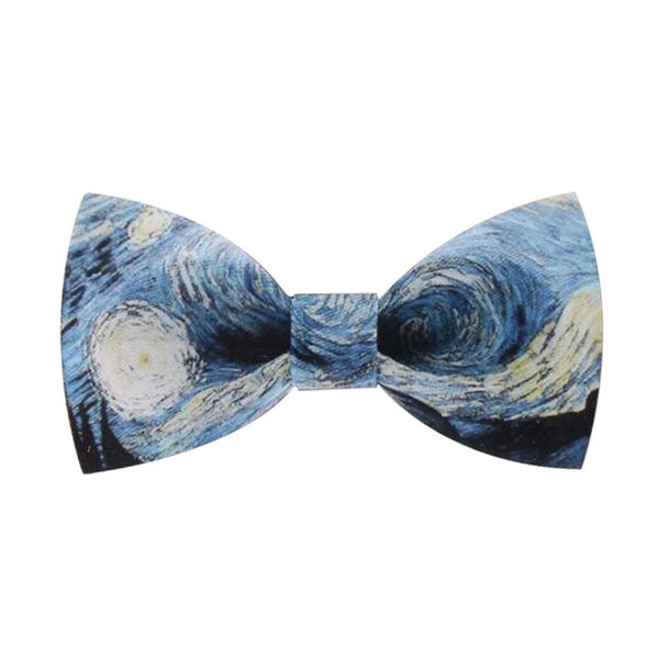 

fashion graffiti painting wood elegant gentleman bow ties wedding bow ties wooden unique tie for man planet, Black;blue