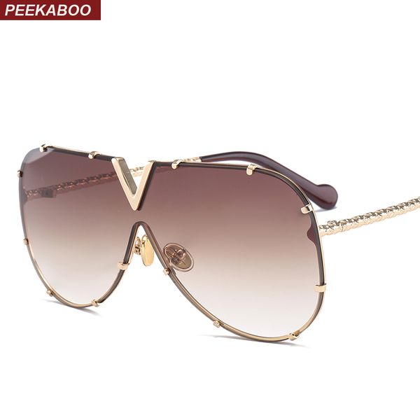 

peekaboo one piece sunglasses men brand designer 2018 oversized sun glasses for women mirror metal uv400, White;black