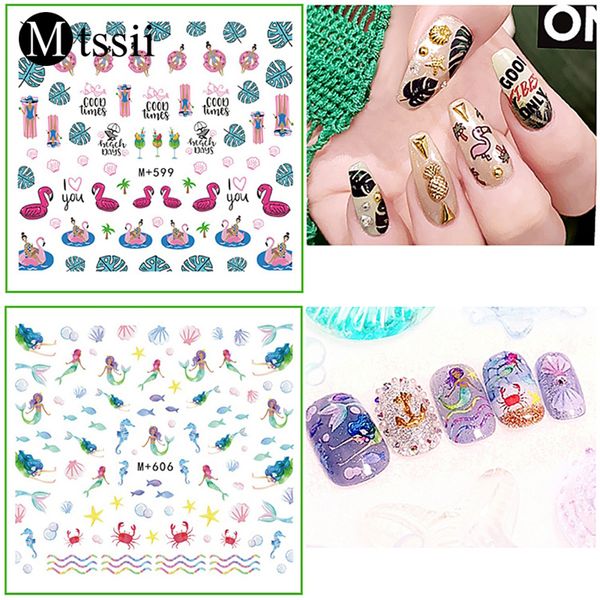 

mtssii 1pc cute animals fruit nail art sticker water transfer decals cartoon patterns design manicure nail tips decoration, Black