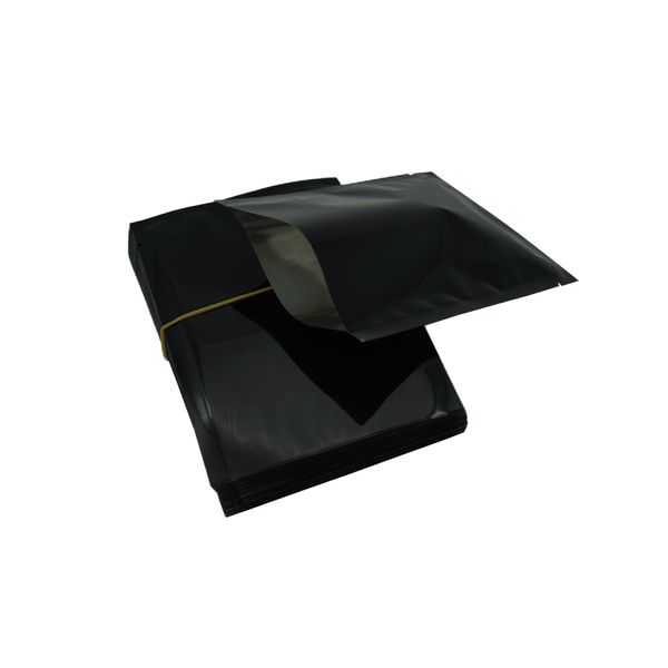 

100pcs/lot 9*13cm open aluminum foil bag black glossy heat sealing food dried snacks nut storage mylar foil pouch bag wholesale